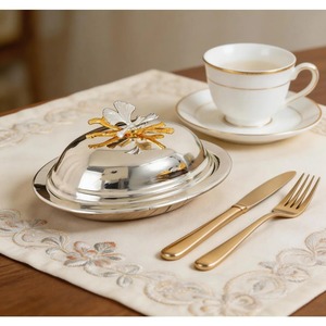 Gold Finished Butter Dish With <b>Butterfly</b> Design Lid Elegant Butter Storage Container Used For Serving Butter In A Luxurious Way - Product Image 5