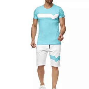 New fashion style New Design Tshirt <b>Sets</b> Men Sportswear Outfit Two Piece Short <b>Set</b> Causal Men Custom Shorts <b>Set</b> - Product Image 1