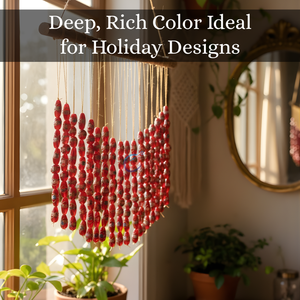 Cuentas Sueltas de Vidrio Lampwork Color Granate, Hilo de 8 Pulgadas |   Patrón de Pastel de Boda Hecho a Mano con Formas Mixtas |   Proyectos de Joyería Decorativa - Product Image 5