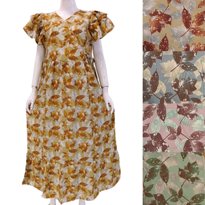 Casual <b>Rayon</b> <b>Dress</b> Kimono Style with Ruffled Sleeve Knee-Length Digital Printing by Chrysanta Comfortable Breathable Daily Wear - Product Image 1