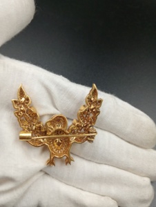 AMAIRA JEWELS Gold Plated Eagle Shape Brooch <b>Pin</b> Silver Unisex Fashion Accessory Gift Handmade Jewelry Moissanite Polki for - Product Image 1
