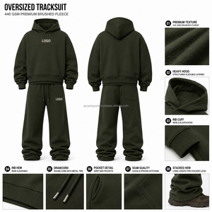 Ensemble sweat à capuche et jogging coupe décontractée, uni, sans logo, en molleton double brossé, avec ourlets et poignets côtelés, marque privée, streetwear, sport - Product Image 6