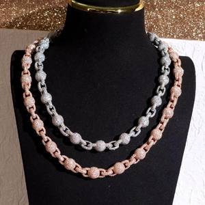 Luxury Silver Plated Moissanite Ball Link Chain <b>Statement</b> <b>Necklace</b> Unisex Everyday Wear Cuban Chain for Unisex - Product Image 1
