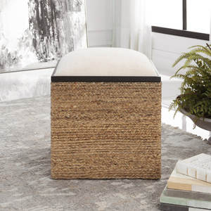 เก้าอี้สตูลแบบถักทอพร้อมที่นั่งตกแต่งบ้านผลิตภัณฑ์สไตล์ออตโตมัน - Product Image 2