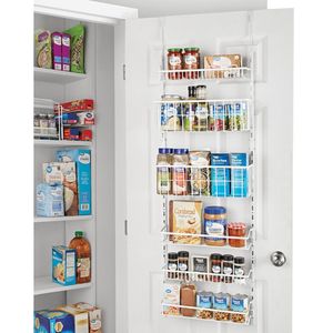 Organizzatore da Porta a 6 Ripiani Regolabili in Acciaio Verniciato a Polvere Bianco per Scarpe, Borse, Spezie in Bagno, Cucina, Armadio - Product Image 2