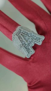 Luxury 925 Silver Custom Letter A Cocktail <b>Ring</b> Baguette Cut Diamond Pave Setting Channel Set Unisex Party Jewelry - Product Image 2