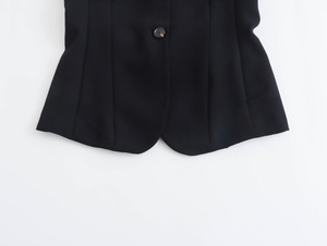 V Neck Single Breasted Black Color Casual Fashion <b>Women's</b> Vests & <b>Waistcoats</b> - Product Image 4
