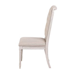 Set di 2 Sedie da Pranzo Antiche con Schienale Trapuntato in Champagne e Beige - Product Image 3