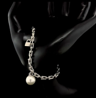 Bracelet à breloques en perles, couleur argent, bijoux vintage, cadeau pour femmes, bracelet de fête et de mariage