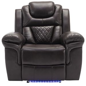 Brown Manual <b>Recliner</b> Chair with LED Light Strip for Home Theater Seating for Living Room & Bedroom - Product Image 6