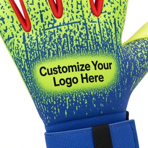Gants de gardien de but de football personnalisables Jaune Bleu PU Antidérapant Respirant Sangle de poignet réglable Unisexe - Product Image 3