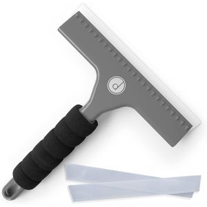 Spatola grigia per porta doccia e parabrezza auto con 2 lame di ricambio in silicone extra e manico in schiuma - Product Image 1