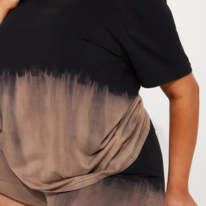 Ensemble 2 pièces décontracté pour femme : T-shirt col rond et short au-dessus du genou en coton tricoté et élasthanne, coupe ample, idéal printemps-été - Product Image 5