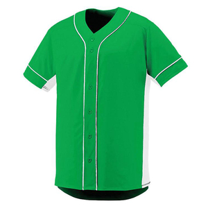เสื้อเบสบอลสีเขียวพร้อมขอบสีขาวและกางเกงลายทางสีชมพู ชุดยูนิฟอร์มแบบกำหนดเองสำหรับผู้ชาย แขนสั้น โพลีเอสเตอร์ดูดซับความชื้น - Product Image 2