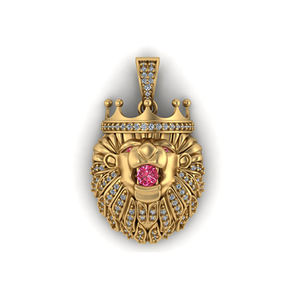 Pendentifs et breloques de joaillerie fine en argent 925 pour hommes, style Hip Hop, personnalisés, motif tête de lion glacée avec couronne, plaqué or, Moissanite VVS, pour soirée - Product Image 1