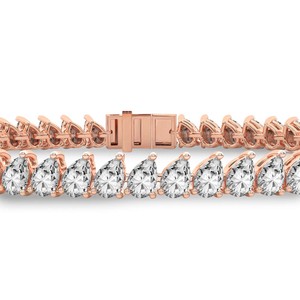 Magnifique bracelet en or avec diamants de laboratoire multi-goutte d'eau, en or massif 10 carats, bracelet tennis avec diamants taille poire lilas - Product Image 4