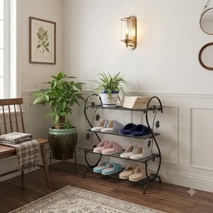 Factory Custom Multi-Tier Wrought Iron <b>Shoe</b> Rack Heavy Duty Metal <b>Shoe</b> Organizer Shelf for Entryway Living Room - Product Image 3