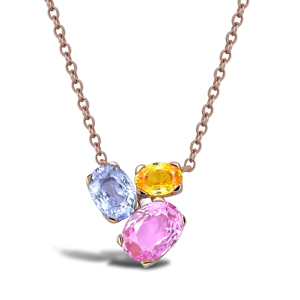 Rose Gold Plated Pendant <b>Necklace</b> With Multicolor Zircon Stones Minimalist Box Chain Everyday Wear Unisex Jewelry - Product Image 1