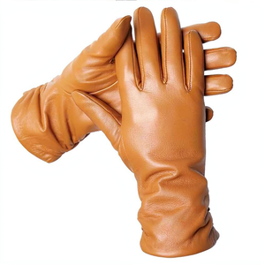 Gants de conduite en cuir premium pour femme, unisexe, marron camel, avec sangle de poignet réglable, toutes saisons - Product Image 1