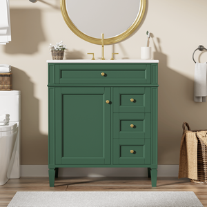 Mobile bagno moderno da 30 pollici con lavabo singolo integrato e 2 cassetti, elegante mobiletto contenitore a 2 ante con cassetto a ribalta - Product Image 2