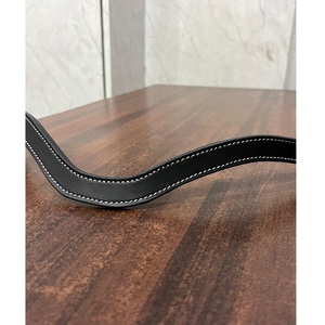 Cabezalera de cuero negro con forma de onda para caballo inglés, con costuras blancas y acolchado, en 4 tallas (LLT) - Product Image 3