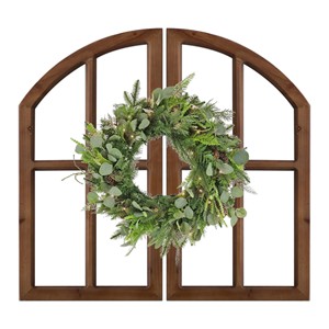 Arte de Pared Moderno de Madera de Teca Reciclada con Diseño de Puerta de Granero - Decoración Artesanal al por Mayor con Patrón Vertical en Tono Miel Antiguo - Product Image 1