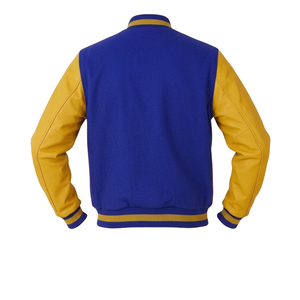 เสื้อแจ็คเก็ตวาร์ซิตี้สีดำขาวแบบกำหนดเองสำหรับผู้ชาย แจ็คเก็ตเลตเตอร์แมนพร้อมชื่อและหมายเลข ปกเสื้อแบบเบสบอล ติดกระดุมด้านหน้า ชุดทีมแบบกำหนดเอง - Product Image 3