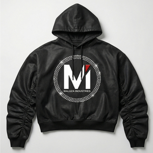 Sweat à capuche empilé enduit ONYX MALUZA Industries – Pullover streetwear premium, mode urbaine de luxe, 100 % coton, édition hiver noire - Product Image 1