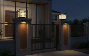 Lampe de poteau LED moderne à effet vague, 8 pouces, en acier noir, pour clôture, éclairage décoratif de portail de villa extérieur, lumière chaude - Product Image 2