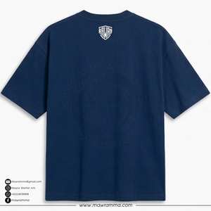 เสื้อยืดแขนสั้นสีน้ำเงินกรมท่าสำหรับผู้ชาย ทรงปกติ ผ้าฝ้ายเจอร์ซีย์ 100% พิมพ์ลายหัวกะโหลก คอกลม สไตล์นักขี่มอเตอร์ไซค์ - Product Image 4