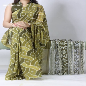 ผู้จัดจำหน่ายชุดส่าหรีคุณภาพสูง น้ำหนักเบา ลายจุด พร้อมเสื้อปักลายเข้าชุด สีเข้ม จากเมืองสุรัต - Product Image 1