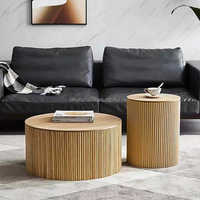 Table basse en bois de chêne cannelé au design moderne et nouveau, pour salon, table centrale à thé