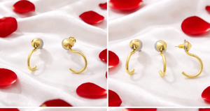 Handcrafted Christian Minimalist Gold Plated Brass <b>Hook</b> Stud Earrings with Surgical Steel Posts for Women'<b>s</b> Everyday Wear - Product Image 6