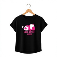 T-shirt de nuit rose mignon avec motif panda pour femme, col rond, manches courtes, coupe classique, imprimé dessin animé, 100 % coton jersey, toutes saisons