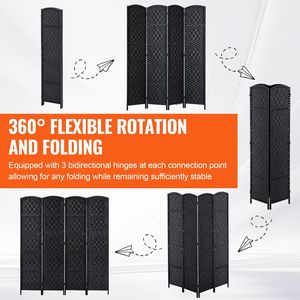 Paravento Divisorio Portatile a 4 Pannelli Intrecciato a Mano con Cerniere per la Privacy - Product Image 3