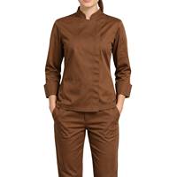 Uniforme de chef en tissu tricoté 100% coton, manches longues, respirant, unisexe, vêtements de travail pour restaurant, bar, service, fourniture ODM