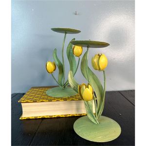 Wholesale Metal Flower Wall <b>Sconce</b> Candle Holder Handpainted Iron Floral Bouquet Taper Candelabra For Home Wedding Decor Holder - Product Image 5