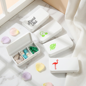 <b>Plastic</b> Daily Pill Organizer 3-Compartment Flamingo Design White Case for Medication <b>Storage</b> - Product Image 5