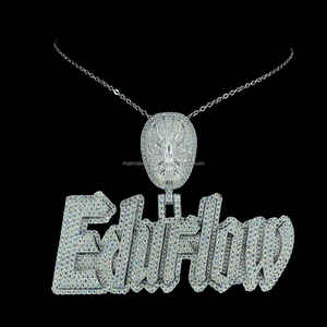 Hiphop VVS Mossanite Pendentif Lettre Personnalisée Argent 925 Crâne Bail Glacé Personnalisé Moissanite Pendentif - Product Image 1