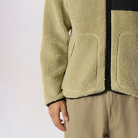 Veste zippée en polaire pour homme, couleur unie, panneau contrastant, extérieur doux et moelleux, pour l'hiver, vêtements décontractés