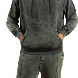 Venta al por mayor 2024 hombres lavado ácido pantalones de chándal y sudadera conjunto de gran tamaño ropa de calle joggers conjunto hip hop casual chándal hombres 2026 - Product Image 3