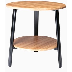<b>Solid</b> <b>Wood</b> Round Side <b>Table</b> with Storage Shelf - Wholesale MDF <b>Top</b> Bedroom Furniture - Product Image 1