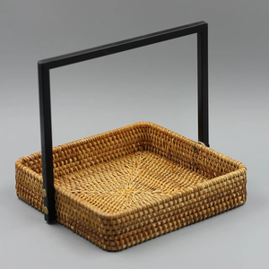 Cesta de Almacenamiento Vintage Hecha a Mano en China, Bandeja de Bambú Lacada con Asa de Hierro para Frutas, Decoración para Cocina, Comedor y Sala de Estar - Product Image 6