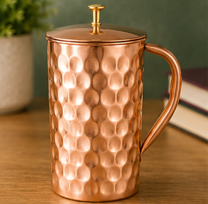 Carafe en cuivre martelé avec logo personnalisé, qualité alimentaire, en gros, avec couvercle anti-fuite, pour hôtels et restaurants - Product Image 2