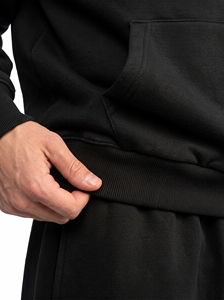 Sweat-shirt à capuche noir surdimensionné pour homme, manches régulières, couleur unie, en molleton, coupe décontractée - Product Image 3