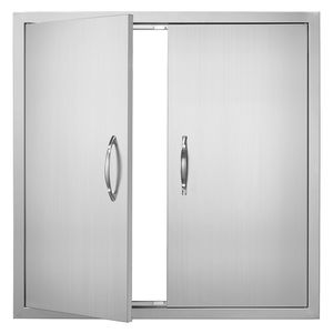 Porta Doppia per Cucina Esterna in Acciaio Inox 31W X 31H Pollici con Maniglie a Incasso e Verticali a Muro - Product Image 5