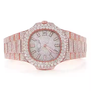 Reloj de Lujo con Diamantes Moissanite VVS Completos, Movimiento de Cuarzo en Oro Rosa, Acero Inoxidable, Estilo Deportivo y Ejecutivo, Edición Limitada - Product Image 2