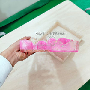 Bols de service jetables à la mode de plateau carré de résine bleue faite à la main de salade pour l'hôtel et les accessoires décoratifs à la maison - Product Image 1