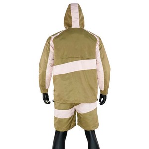 Custom Men's Summer Outfits Streetwear Nylon Windbreaker Jacket Hoodie and Shorts Flame <b>Embroidery</b> Logo Tracksuit Two-Piece <b>Set</b> - Product Image 5