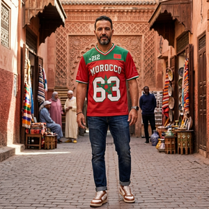 Camiseta de Fútbol de Marruecos Unisex con Cuello en V, Manga Corta, Estampado Sublimado, Transpirable, de Malla de Poliéster, Corte Regular, para Verano - Product Image 2